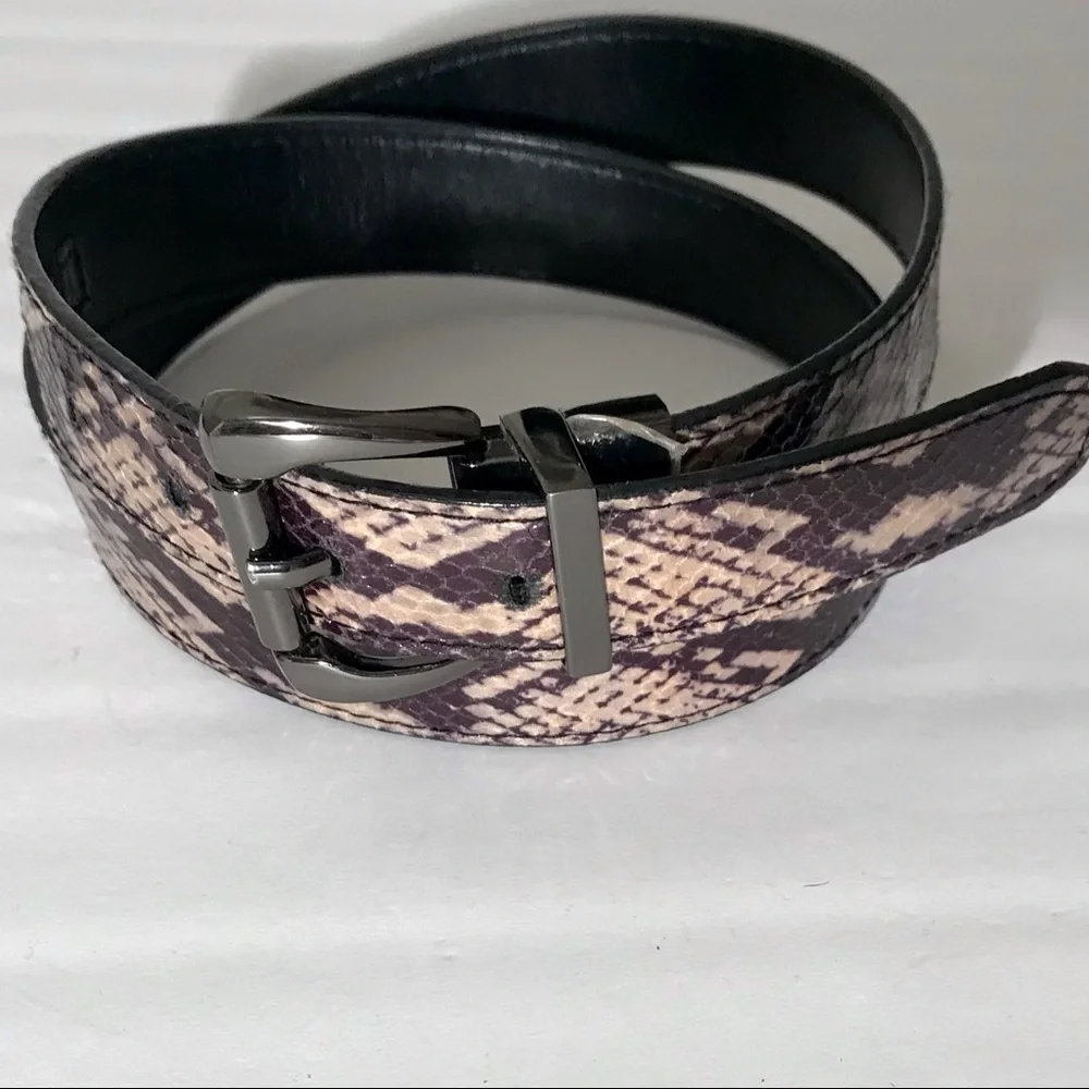 Nine West Python Embossed Metallic Leather Statement Belt - Picture 6 of 6